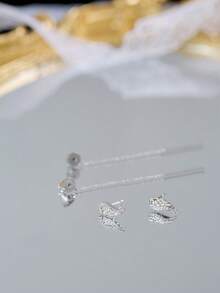 Nooxian 1对优雅夸张耳环，精致天使翅膀和恶魔立方氧化锆可爱仙女耳环（无盒） - 銀色 - 查看 6