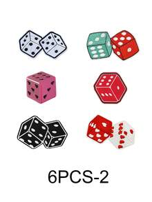 Bộ 3/6/12 miếng vá thêu hình quân bài và xúc xắc thời trang, huy hiệu hoạt hình dễ thương bằng polyester, miếng vá ủi tự làm cho quần áo, phụ kiện may vá, thích hợp cho ba lô, quần jean, áo khoác, áo phông, mũ, váy, v.v. - Nhiều màu - Xem 14