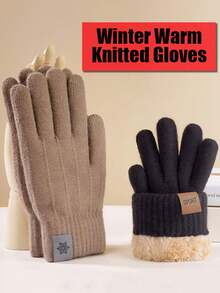 1 Pair Winter Warm Men's Knitted Gloves With Velvet Thickened Wool Knitted Cycling Warm Gloves Winter Cold Proof Women's Touchscreen Gloves With Velvet Thickened Inner Warmth Knitted Gloves Fabric Soft Skin Friendly Cycling Warm Knitted Gloves Windproof And Cold Proof Knitted Wool Gloves With Velvet Thickened Inner Warmth Snow Gloves