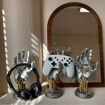 1 Cyberpunk 3D 3D Printed Game Controller Stand, Adjustable ABS Desk Storage Box, Suitable For Controllers And Smart Phones. Non-Waterproof Multi-Functional Game Accessory Stand. An Ideal Back-To-School Gift For Gamers.