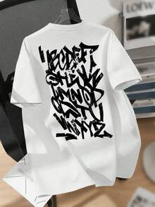 T-Shirt With Graffiti Lettering, Unisex Men's And Women's Blouse, 100% Cotton, Premium Top Quality Streetwear. New Release. Immediate Shipping. Various Colors!! Plus Size. - 白色 - 查看 2