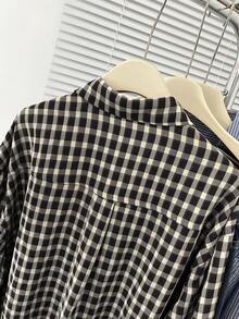 Women's Casual Everyday Plaid Front Button Shirt - Black - View 7