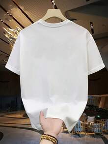Men's T-Shirt, 100% Premium Cotton, Short Sleeve, Love Paw Print, Pet Dog Design, Stylish, Crew Neck, Plain, Casual Fashion. - 白色 - 查看 2