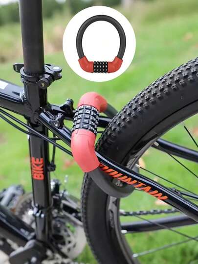 قفل دراجة بخمسة أرقام - كابل ملفوف ثقيل الوزن لقفل الدراجة والدراجة الكهربائية والدراجة النارية - بدون مفتاح وكلمة مرور قابلة لإعادة الضبط، أمان مضاد للسرقة - تركيب عام، تصميم محمول