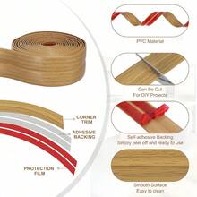 1 Stück selbstklebender Holzmaserung Dekorationsstreifen, matte Vinyl-Oberfläche, Wand Dekorationskante, selbstklebender dekorativer Wandaufkleber, modernes minimalistisches Design, Heimdekoration