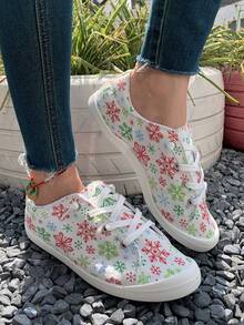 أحذية رياضية كاجوال مطبوعة بالزهور للنساء، أحذية مريحة وخفيفة الوزن ناعمة ذات أصابع مستديرة وسهلة الارتداء للربيع والخريف، مناسبة لعيد الميلاد والشكر والاستخدام اليومي والركض