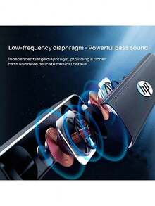 HP WS10 Gaming Speaker, Stereo Surround, Bass Enhancement, Desktop Design, Entertainment Applications, Black - Black - View 6