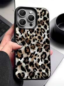 Cute Leopard Print Pattern Compatible With Apple Phone 16/13/12/14/15/11/17/ProMax/Pro/Plus/Xs Max/XS/X,Anti Drop Antiskid Silicone Soft Case Ultrathin Phone - Black - View 5
