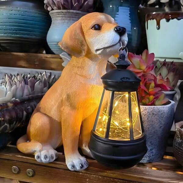 Estatua de perro de tamaño mediano, escultura decorativa de jardín