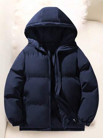 1pc Teen Boy Casual Hooded Outdoor Jacket, Wind-Resistant Thick Warm Cardigan Coat For Spring, Autumn, Winter