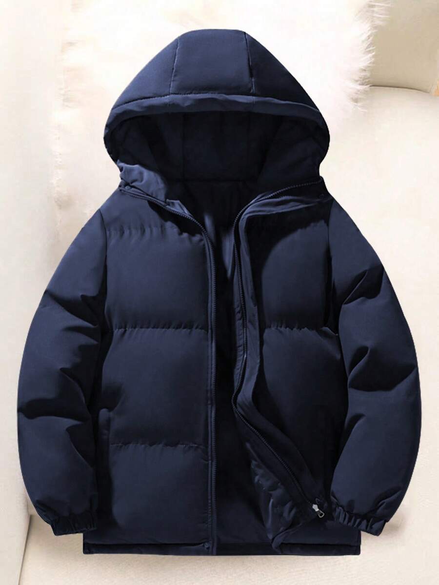 1pc Teen Boy Casual Hooded Outdoor Jacket, Wind-Resistant Thick Warm Cardigan Coat For Spring, Autumn, Winter
