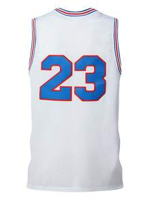 Atonmore 男子篮球服 23 白色刺绣缝制篮球衫，无袖背心休闲运动衫 - 白色 - 查看 2