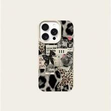 1pc Vintage Chic TPU Material Star & Leopard Print Patchwork Pattern Phone Case Compatible With IPhone 17 Pro Max/17/16 Pro Max/15/13/12/11, S20 FE/A15/S24/A55, Compatible With Redmi Note 11/12/13 Pro, Full Body Shockproof Soft Protective Cover,International Version, Not The Domestic Version - White - View 5