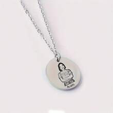 Customized Carving Photo Necklace - Personalized Stainless Steel Portrait Pendant, Elegant And Cute Design, High Quality Durable Women's Jewelry, Perfect Gift For Mother's Day&Christmas, April Birthstone Options, Daily And Party Wear, Customized Necklace, Multi Functional Accessories, Copper Plating
