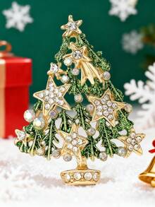 Broșă emailată pentru brad de Crăciun - Accesoriu unisex pentru sărbători - Broșă unică pentru bijuterii vestimentare