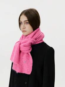 1pc Women's Solid Color Wool Blend Star Pattern Knitted Neck Warmer, Fashionable Streetwear For Autumn/Winter, Suitable For Outdoor Activities And Photography