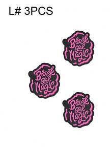 3/6/12 Stück rosa englische Buchstaben Serie gestickte Aufnäher, süßes Cartoon Mädchen Muster, Polyestermaterial, Abzeichen Aufkleber, zum Aufbügeln auf Kleidung, Nähzubehör, geeignet für Rucksäcke, Jeans, Jacken, T-Shirts, Hüte, Kleider usw.