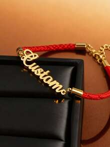 Personalized Custom New Rope Name Bracelet For Men And Women, Hand-Woven Stainless Steel Nameplate Bracelet For Couples, Valentine's Day, Halloween, Christmas, Wedding Anniversary, Family, Lover, Boyfriend Commemorative Fashion Jewelry Accessories