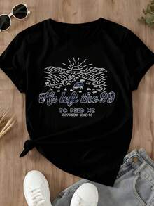 Women's T Shirt He Left The 99 To Find Me Matthew 18 12 13 Christian Faith Inspirational Graphic Tee Top - 黑色 - 查看 2