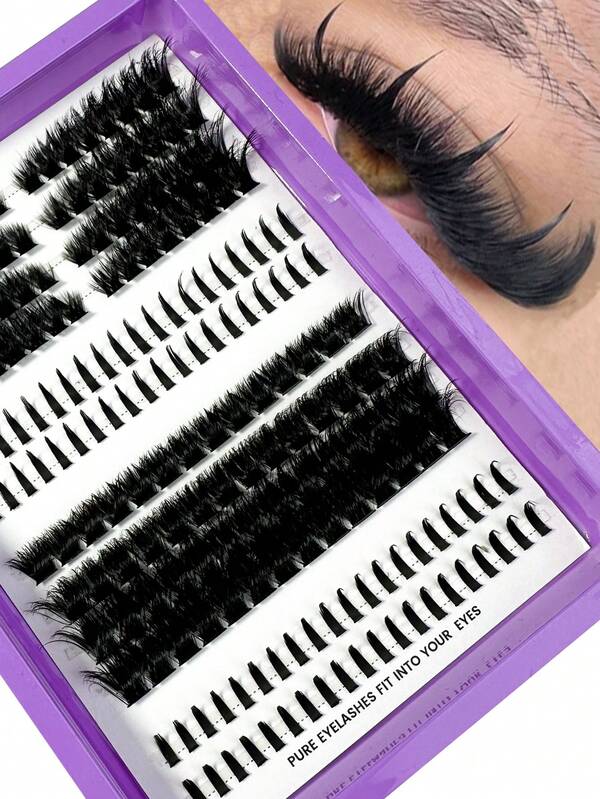 176 PIEZAS de alta calidad Pestañas individuales 3D en estilo Manga y Spike D-Curl, 3 estilos de racimos de pestañas individuales para un look de ojo de gato dramático y mojado, pestañas postizas suaves y reutilizables segmentadas con efecto puntiagudo, extensión de pestañas DIY multitipos 120D/100D de 8-17mm, para crear un maquillaje natural a dramático para fiestas de disfraces, uso doméstico, ideal para principiantes, regalo perfecto para otoño y fiestas