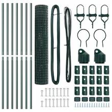 vidaXL 1,6 x 10 M Stahl Zaun mit grünen Pfosten - Grau - Übersicht 6