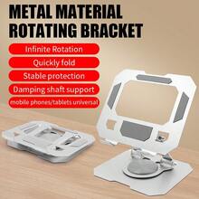 This Year's New 360-Degree Rotating Alloy Flat Stand, Featuring Shock-Absorbing Bearings For Support, Quick Folding Design And A Stable Ergonomic Phone/Tablet Stand - Modern, Elegant And Durable Structure, Suitable For Watching TV Programs And Entertainment (Silver) - bạc - Xem 6