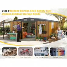 wavesloop 10x12 Ft Outdoor Storage Shed, Extra Large Metal Shed With Lockable Doors, Windows, Outside Steel Tiny House Ideal For Garden, Backyard, Patio Utility, Tool Storage, Chicken Coops,Waterproof,Dual-Zone Design For Maximum Storage,Smooth Sliding Doors & Ramp - 黃色 - 查看 7