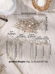 6pcs/Set Flower Wedding Hair Comb And Rhinestone Bridal Hairpins For Bride Bridesmaids Wedding Party Hair Accessories