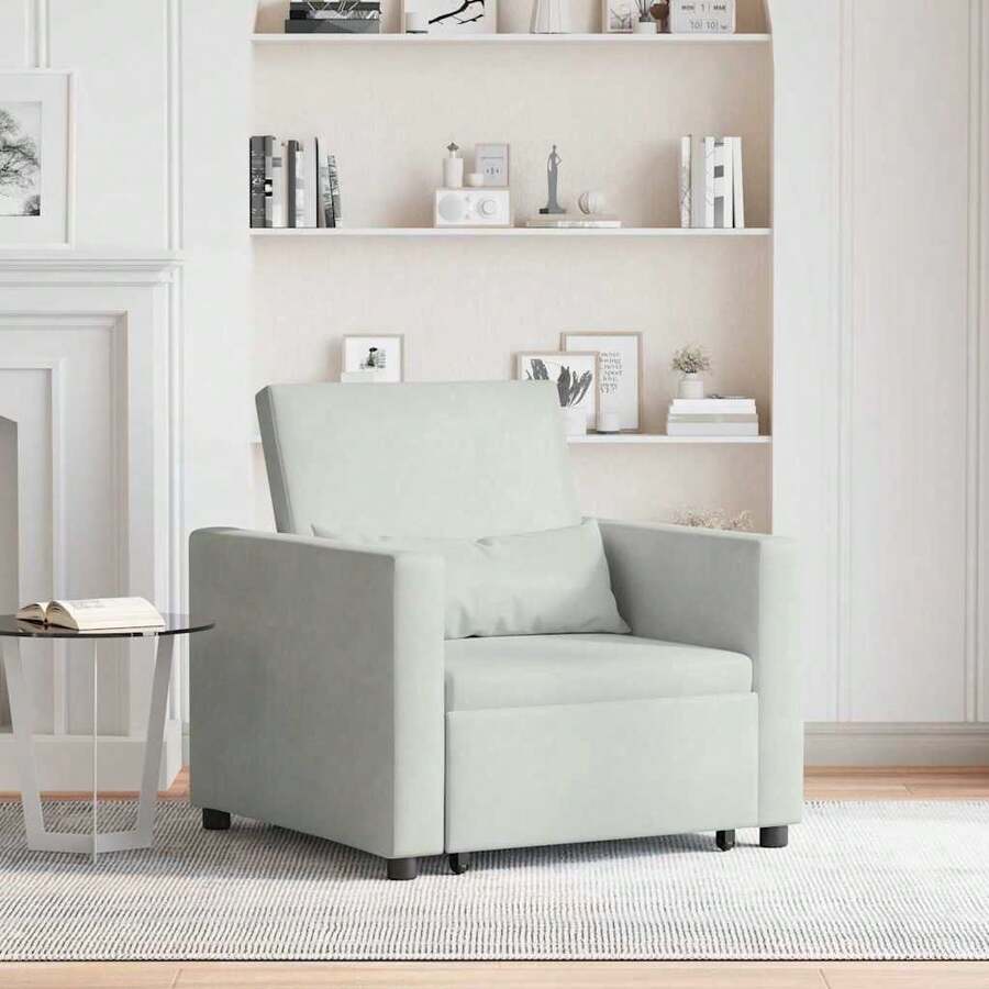 vidaXL Einzel-Schlafsofa Mit Rädern Hellgrau 90 X 165 X 87 Cm Samt - 灰色 - 查看 1