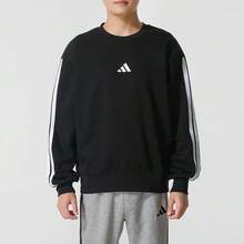 Sudadera para hombre Adidas, nueva casual deportiva de invierno 2025 con forro polar, cuello redondo con 3 rayas, JE6304