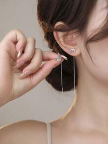 Nooxian 1对优雅夸张耳环，精致天使翅膀和恶魔立方氧化锆可爱仙女耳环（无盒） - 銀色 - 查看 3