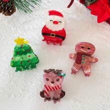 1PC Christmas Sweet And Cute Elk Christmas Tree Clamping Gingerbread Man Hair Clip Santa Claus Holiday Hair Accessories, Christmas Party Gifts - Multicolor - View 4