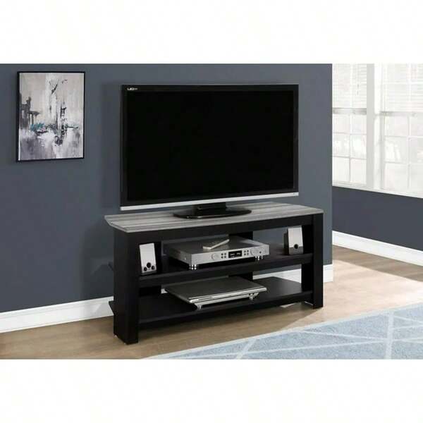 42" Corner TV Stand, 2-Tone Finish, 2 Open Shelves, Fits All TV Sizes