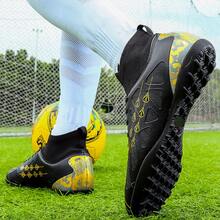 Unisex Geometric Pattern Sports Shoes, Athletic Knit Lace-Up Football Boots For Outdoor Sports, All Season - Black - View 6