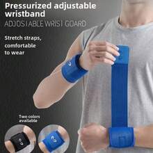 1 双 SBR 尼龙篮球护腕，黑/蓝，透气柔软可调节护腕 - 彩色 - 查看 3