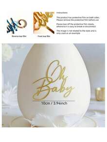 1个/3个/5个亚克力“Oh Baby”蛋糕装饰插牌，适用于婴儿派对装饰、性别揭晓蛋糕装饰，可用于甜点桌、蛋糕装饰、DIY烘焙、烘焙用品、厨房必备品、节日礼物 - 金色 - 查看 7