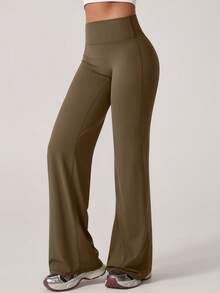 TimeOff 1Pc Women'S Simple Elastic V-Shaped Lifting Straight Wide-Leg Letter Print Sports Pants Tights