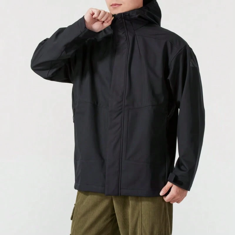 Adidas男裝外套春季新款運動休閒拒水防潑寬鬆連帽外套JM9154 - 黑色 - 查看 1
