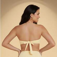 Twisted Strapless Bikini Top With Padded Cups, Made Of Polyester Microfiber. - Màu vàng - Xem 3