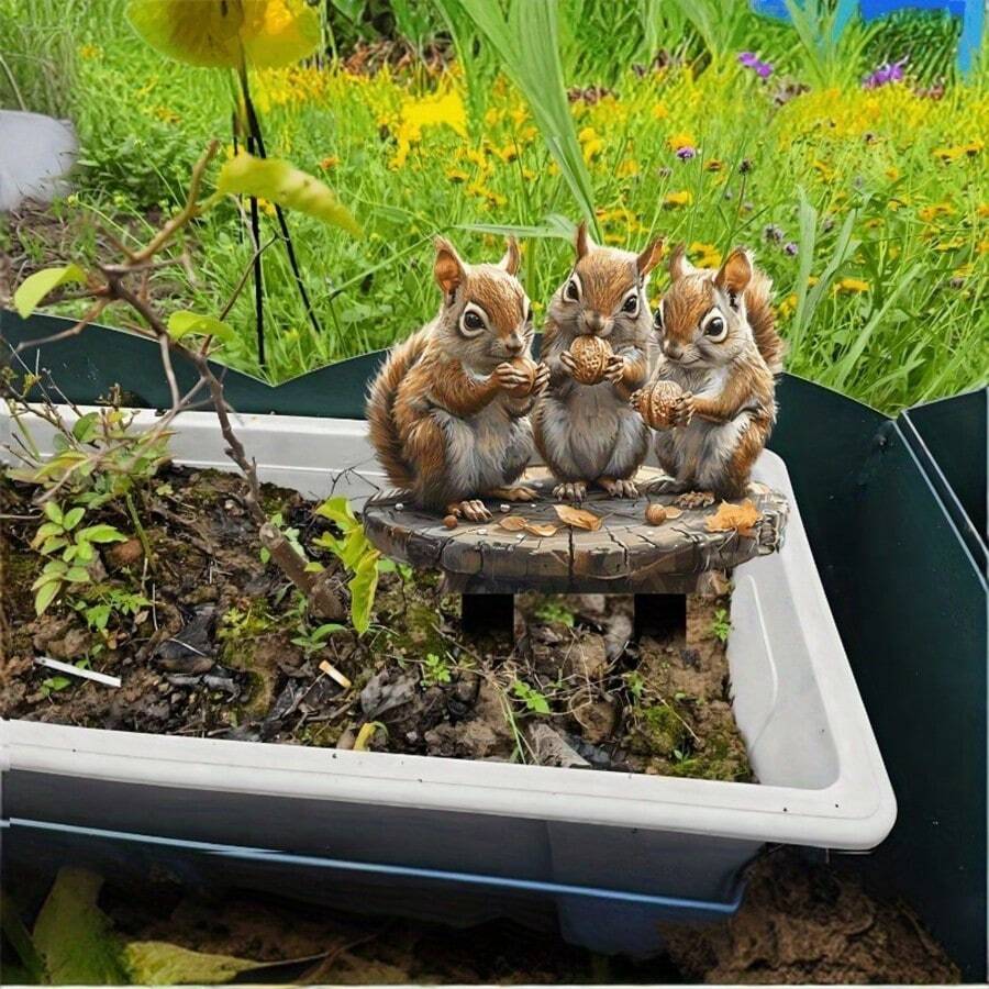 Charmante Eichhörnchen-Trio Acryl Gartendekoration - perfekt für Rasen & Terrasse, bohemischer Stil Gartenkunst, ohne Strombedarf