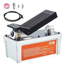 Bomba hidráulica de aire , depósito de 10,000 PSI 1/2 gal, salida de aceite NPT 3/8", entrada NPT 1/4", tubería de 6.6 pies, bomba hidráulica accionada por pie Pedal de aire para máquinas de marco de carrocería y poste de tracción, gris - Gris - Ver 8