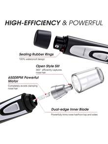 Cortapelos para orejas y nariz – cortador profesional sin dolor para cejas y pelo facial para hombres y mujeres , recortadora a pilas con IPX7 impermeable, cuchillas de doble borde para fácil limpieza en color negro - Negro - Ver 4