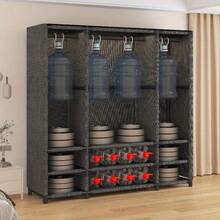 Metal Portable Wardrobe W/ 4 Drawers, 3 Hanging Areas & 3 Shelves, Simple Closet Storage - White - View 9