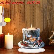 3D Acrylic Candle Christmas Scene Desktop Decor - Pop Culture Theme, Multipurpose Acrylic Decoration For Home, Cafe, Office - No Text - Multicolor - View 7