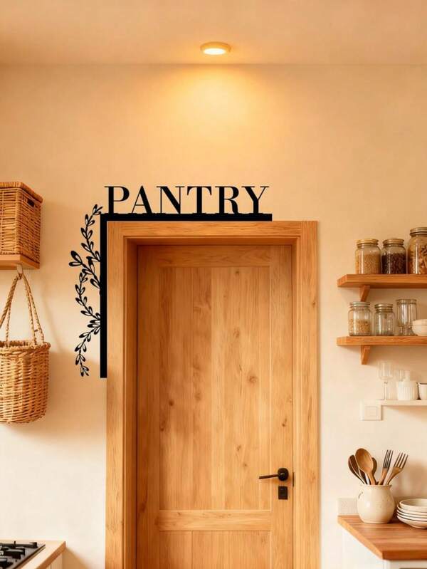 A Piece Of Metal Black Pantry Door Corner Sign, Pantry Metal Door Top, Pantry Door Nanny, Pantry Door Decoration, House Wall Decoration