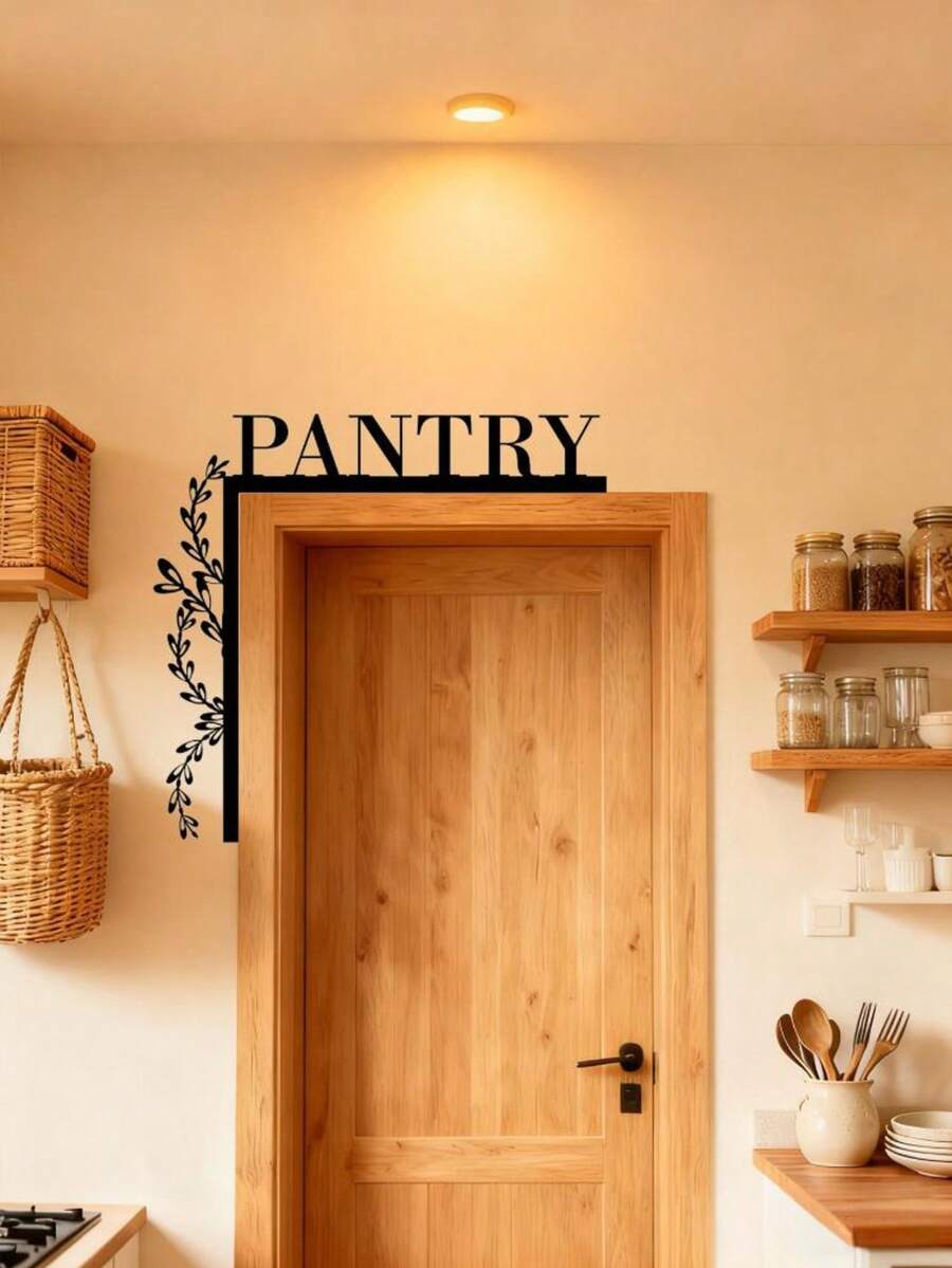 A Piece Of Metal Black Pantry Door Corner Sign, Pantry Metal Door Top, Pantry Door Nanny, Pantry Door Decoration, House Wall Decoration