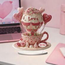 1/3/20 Stücke rosa Riesenrad Heißluftballon 2D flache Acryl Kristall Tischdekoration mit Liebe, Heim Mädchen Zimmer Dekoration Café, Restaurant, Büro Schreibtisch Dekoration, romantisches Jahrestags- oder Valentinstags-Geschenk, Badezimmer Dekoration und Accessoires
