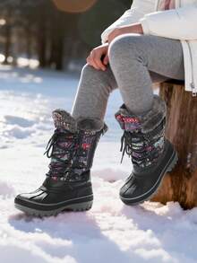 Boys And Girls Winter Snow Boots, Water-Resistant Mid Calf Boots With Anti-Slip Sole, Insulated & Cozy Faux Fur Lining For Little And Big Kids - Màu Xám nhạt - Xem 2