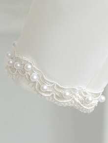 Mädchen Weiße Formaljacke, Langarm Perlenstrickjacke für Bühnenauftritte, Hochzeiten, Geburtstagsfeiern, Herbst, passend zu Prinzessinnenkleid - Weiss - Übersicht 6