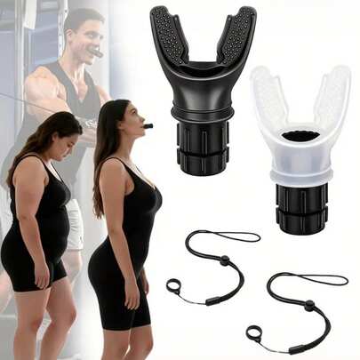 Draagbare ademhalingstrainer, compacte longtrainingstrainer, kracht- en ademhalingsfitnessapparatuur, apparaat voor longcapaciteit- en uithoudingstraining, met siliconen mondstuk en progressief weerstandssysteem, verbeterde slaapkwaliteit, longcapaciteit, voor fitness, fietsen, hardlopen, yoga, atletiek, zwemmen, gymnastiek, vechtsporten, boksen, voetbal, buitenactiviteiten, skiën, basketbalaccessoires, golfaccessoires, nepbeugels